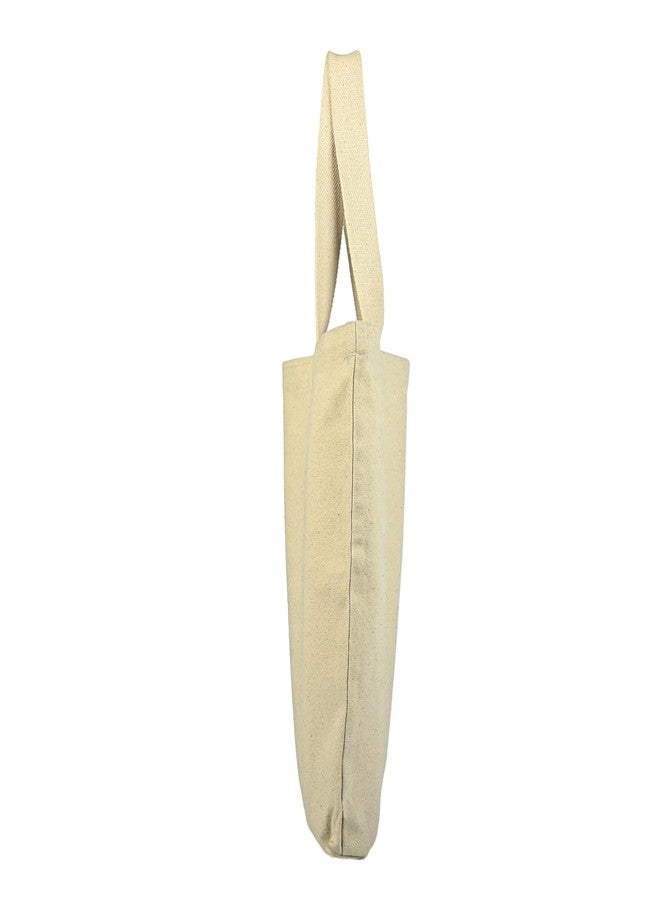 Rigs-bana Large Designer Emb Tote Hand bag 14 oz Canvas, 19 x 14 x 2 Inches Wide Gusset, Solid Color, Reusable Carry Bag for Travel, Shopping, Work, or Storage (Minimal, Beige - LG) - Image 5
